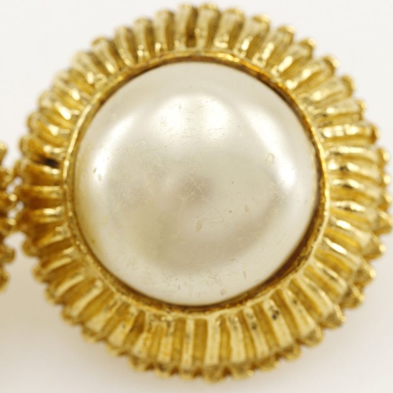 Chanel Vintage Gold Plated and Faux Pearl 29.8 g Earrings — view 8