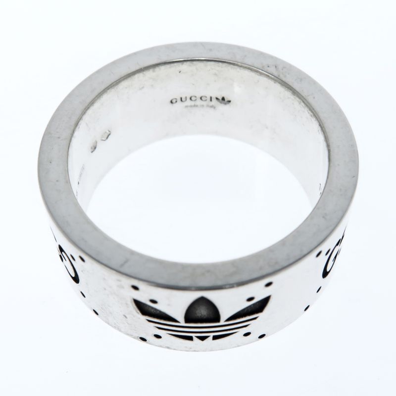 Gucci Adidas Collaboration Ring Engraving Wide Trefoil 17 AG 925 Jewelry — view 7