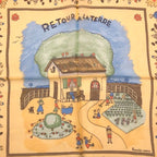 Hermes Petit Carre 40 Retour Ala Terre Return to Silk Yellow Scarf — view 7