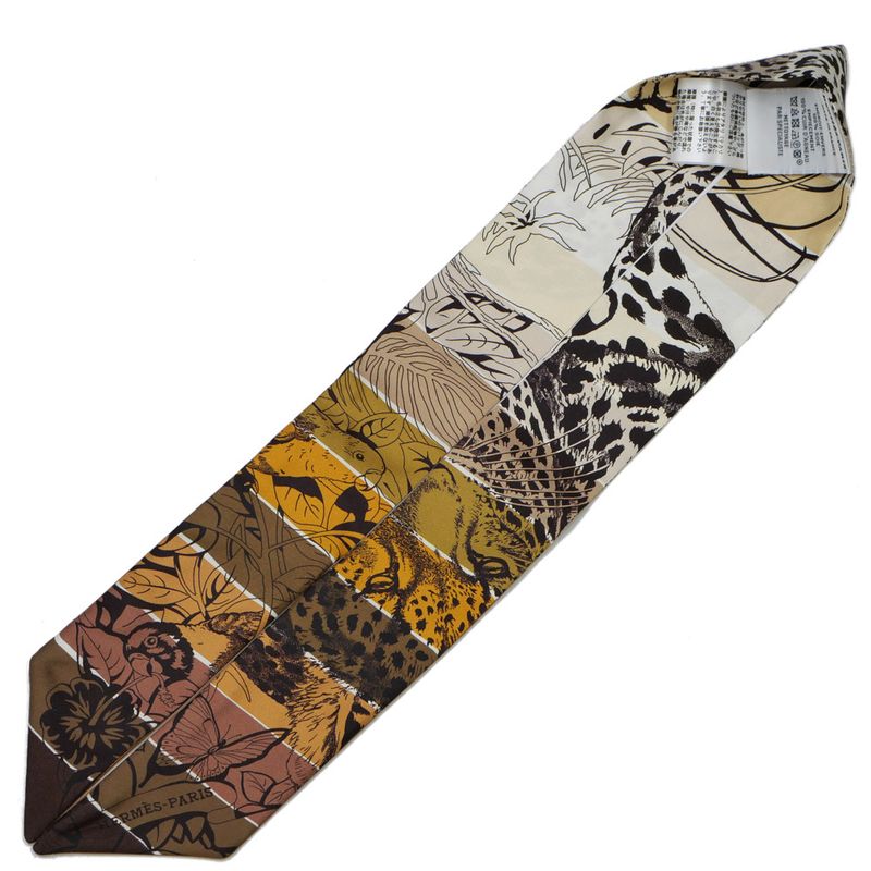 Hermes Twilly-jungle Love Rainbow Silk Leather Sheepskin Scarf Accessory — view 5