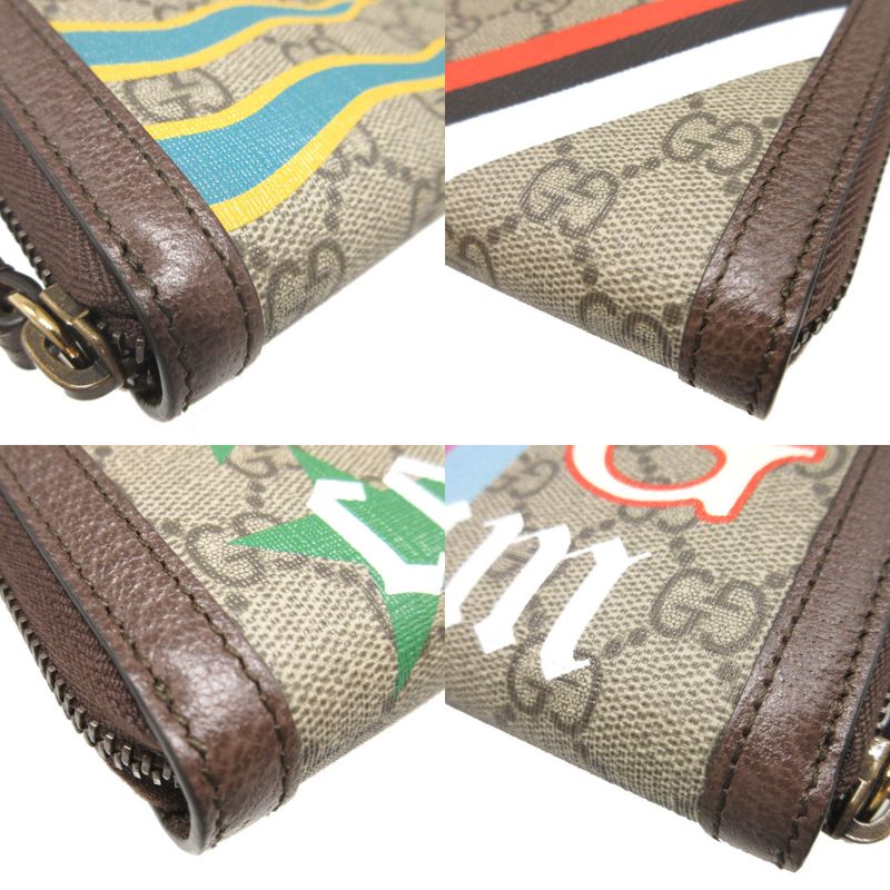 Gucci Diana Bamboo GG Supreme Leather Beige Brown Round Zipper Long — view 7