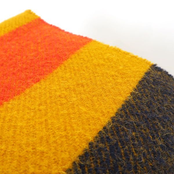Hermes Cabas Wool Muffler Striped Mustard Yellow Scarf — view 9