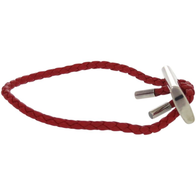 Hermes Silver 925 Leather Hardware Red Bracelet 1125 — view 5