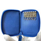 Prada 6-link Key Case Compact Round Zipper With Triangle Logo Nylon Blue — view 6