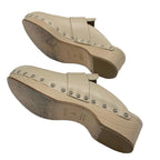 Hermes Karya Sandals Shoes Leather Wood Beige Studded Mules Sabot — view 6