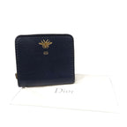 Christian Dior Bee Leather Gold Hardware Navy Blue Bifold Wallet 1128 — view 3