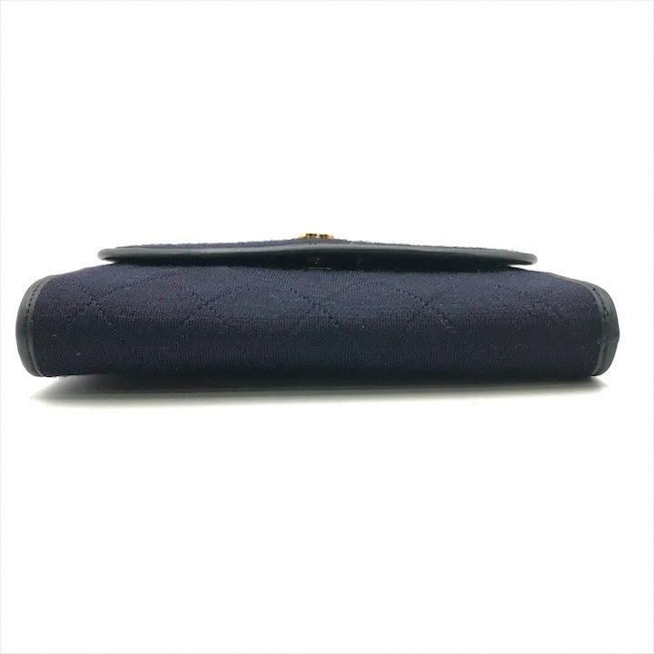 Chanel CC Logo Minimato Cotton Jersey Push Lock Chain Shoulder Bag Navy — view 3