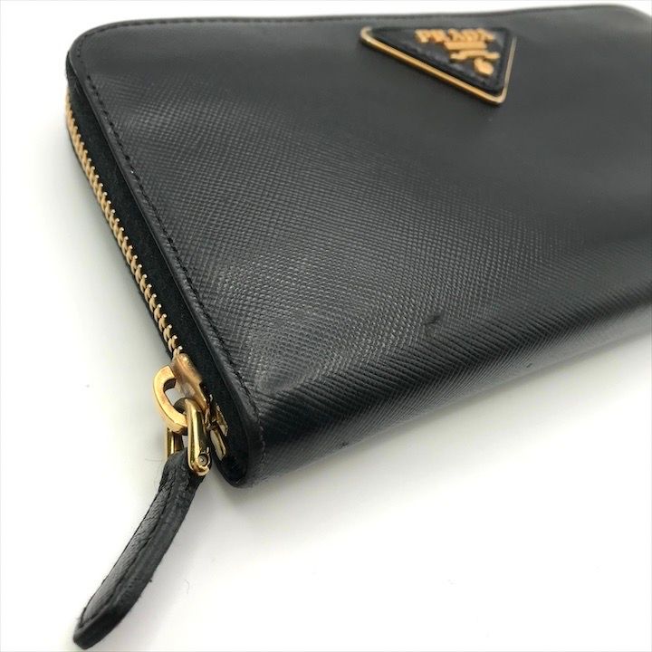 Prada Big Logo Saffiano Zip Around Wallet Black — view 5