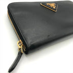 Prada Big Logo Saffiano Zip Around Wallet Black — view 5