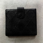 Chanel Stitching Coco Mark W Hook Bifold Wallet Leather Black Compact — view 7