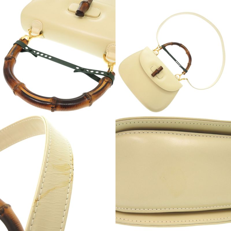 Gucci 2-Way Bamboo 000 1364 0633 Leather White Handbag 0703 — view 9