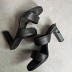 Chanel Coco Mark Caviar Leather Sandals Black 36 Mules — view 5