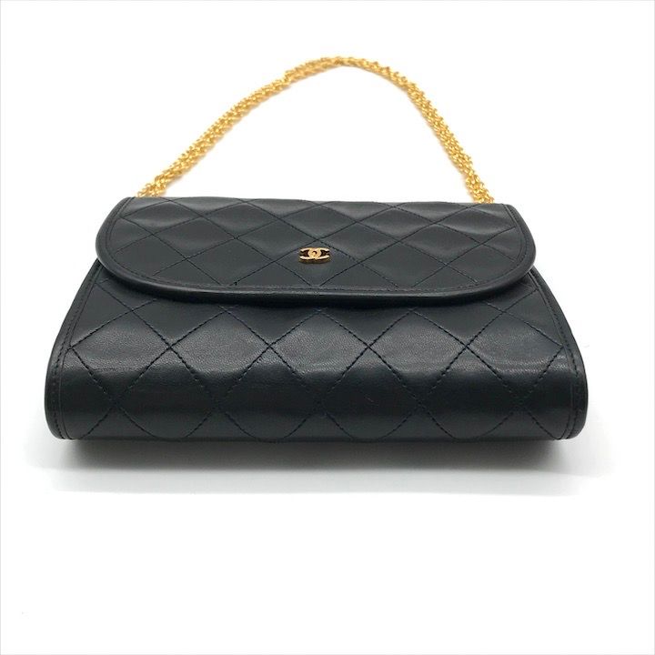 Chanel CC Logo Mini Quilted Chain Shoulder Bag Pouch Black — view 4