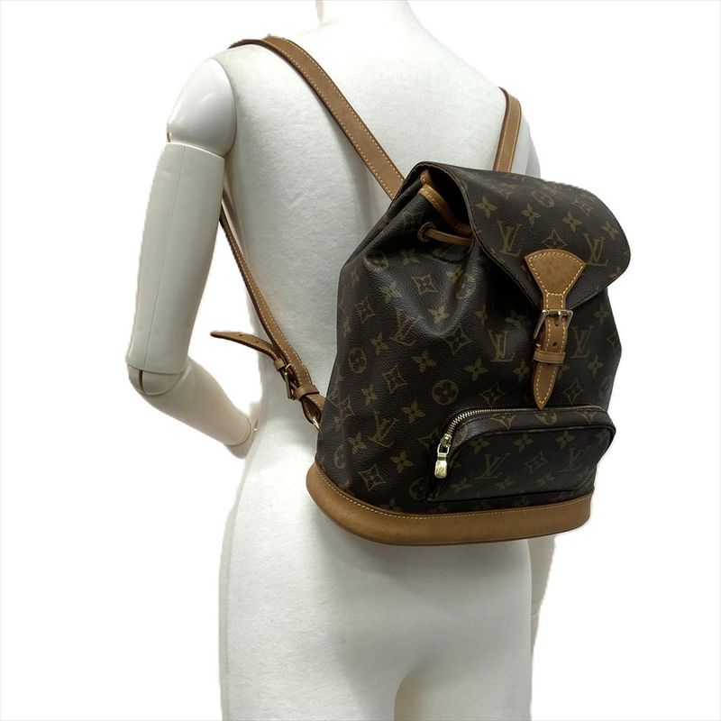 Louis Vuitton Montsouris MM Backpack Monogram Canvas Brown Gold Hardware — view 7