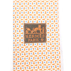 Hermes T 100% Silk All-over Pattern Necktie Orange Blue — view 7