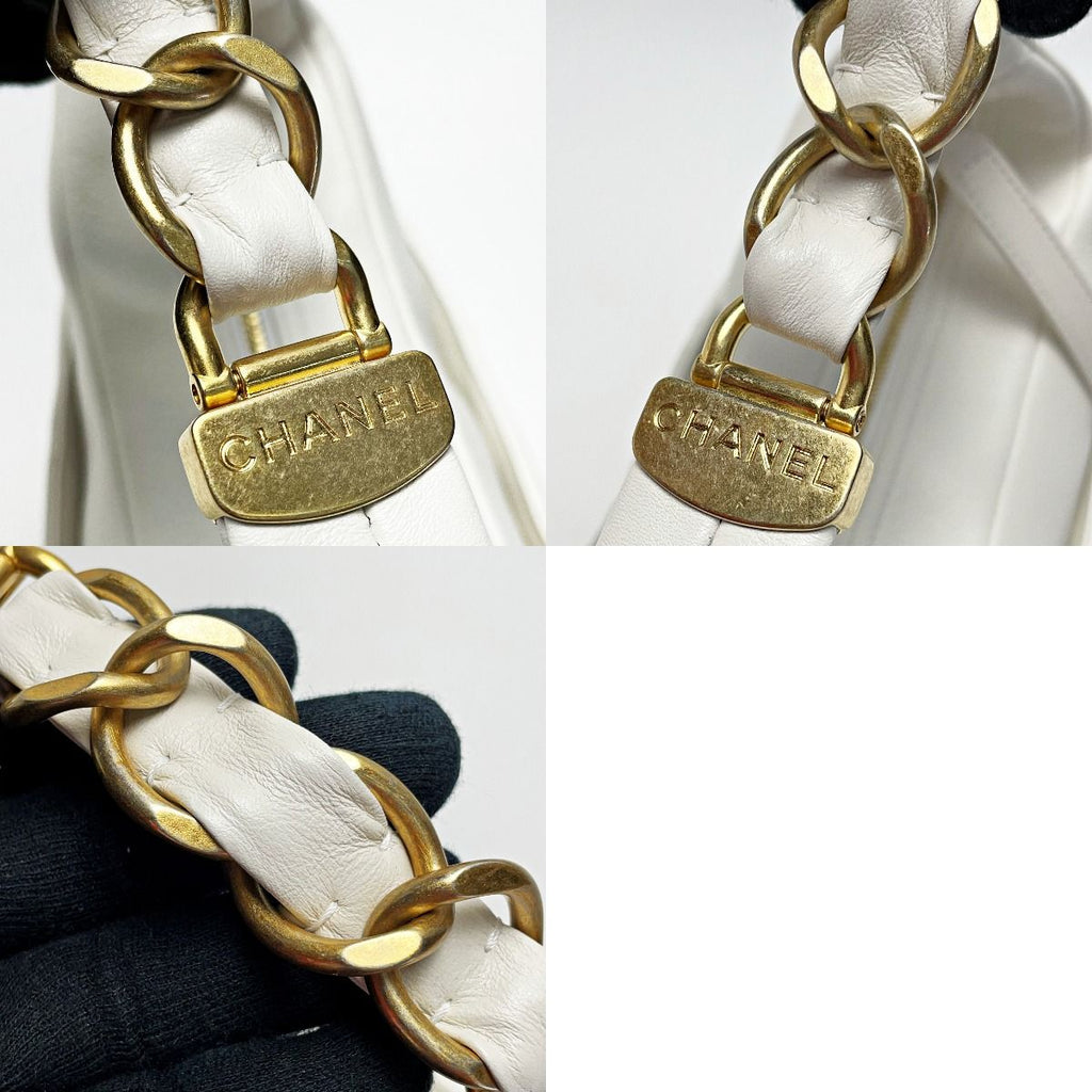 Chanel Quilted As3292 White Chain Tote Bag Lambskin Gold Hardware — view 7