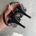 Chanel Logo Sandals Patent Leather Black Gold 37 — view 7