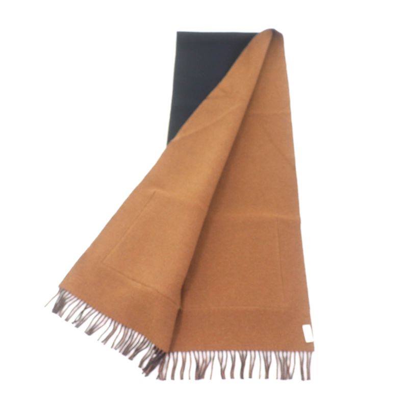 Fendi Fxt252 Cashmere Blend Zucca Pattern Fringe Scarf With Fur Pocket Stole — view 2