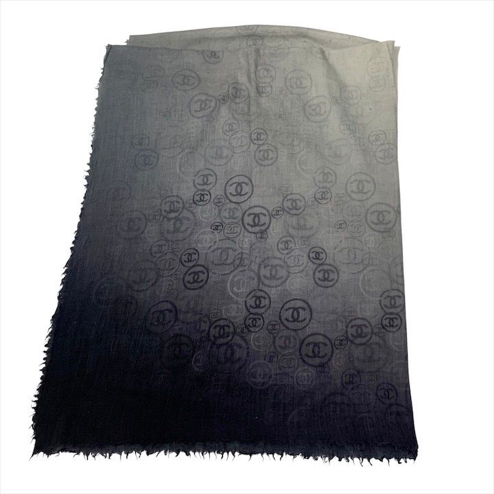 Chanel CC Logo Gradient Cashmere Large Shawl Scarf — view 8