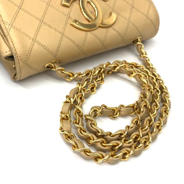 Chanel Big CC Logo Bicolor Quilted Chain Shoulder Bag Beige — view 6