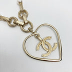 Chanel Coco Mark Heart Motif Necklace A21 P Champagne Gold Faux Pearl — view 3