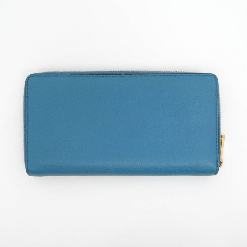 Gucci Logo Zip Around Wallet Blue Long Leather — view 2