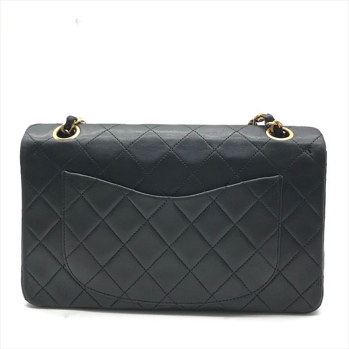 Chanel CC Logo Chain Shoulder Bag Lambskin Double Flap Black — view 3