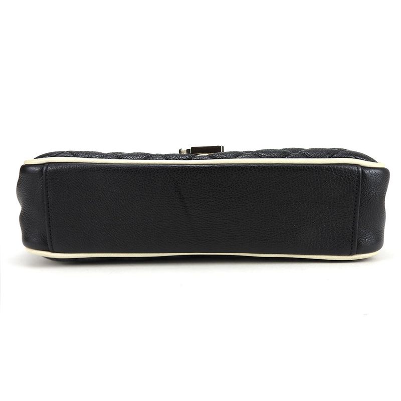Saint Laurent Shoulder Bag Satchel Envelope Leather Black Ivory Silver Hardware — view 4