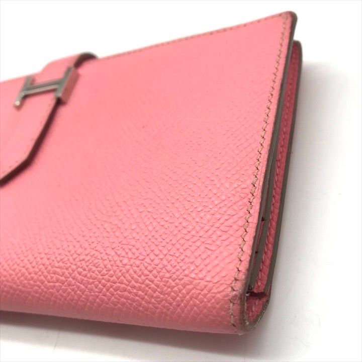 Hermes Bearn Souffle Bifold Depth Wallet Silver Shikaku Pink — view 4