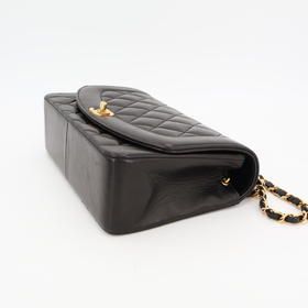 Chanel Quilted Diana Chain Shoulder Bag Black Lambskin — view 4