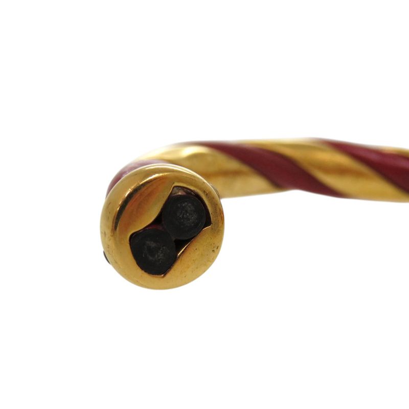Hermes Twisted Metal Leather Red Gold Hardware Bangle 0079 — view 8
