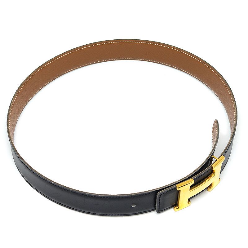 Hermes H Belt 70 Black And Gold B 1988 — view 3