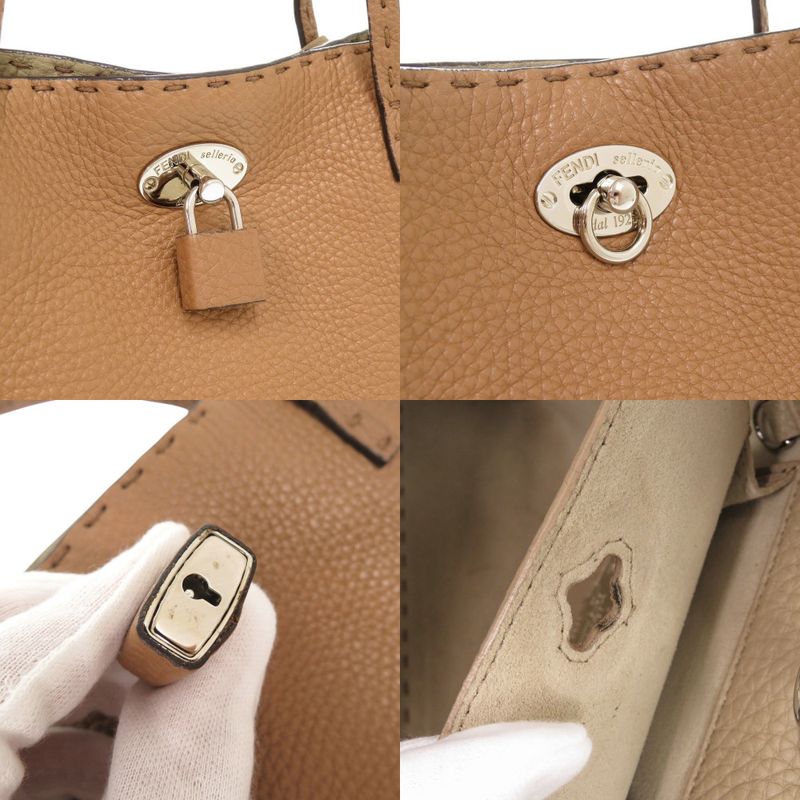 Fendi Selleria Carla Leather Brown Tote Handbag 0024 — view 8