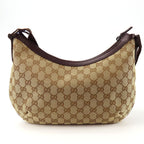 Gucci Shoulder Bag GG Canvas Leather Beige Brown Silver Hardware — view 3