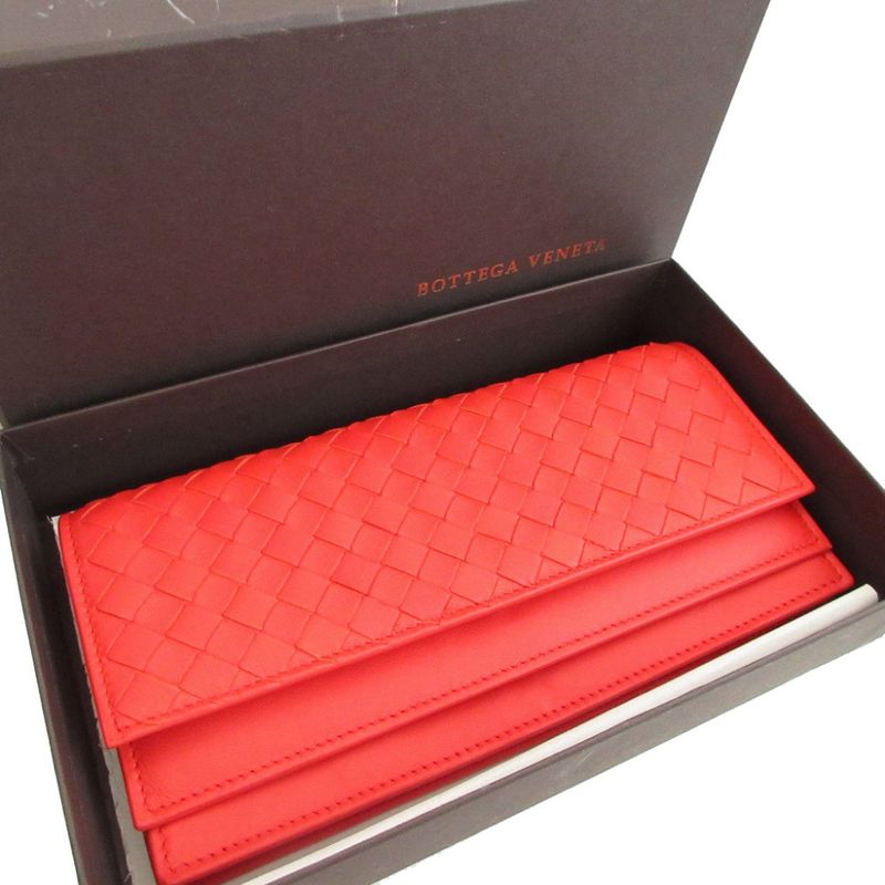 Bottega Veneta Intrecciato Leather Red Bifold Long Wallet 0337 — view 2