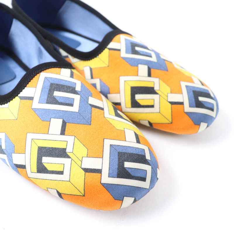 Gucci Geometric G All Over Logo Satin Room Shoes In Orange 37 — view 8