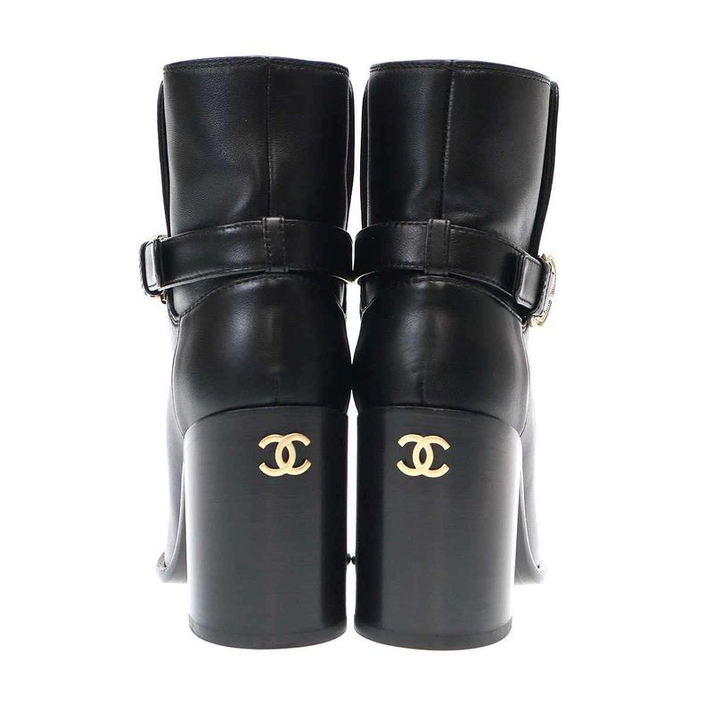 Chanel 22 B Ankle Boots Leather Black 35.5 — view 3