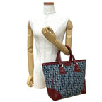 Christian Dior Logo Trotter Pattern Canvas Leather Handbag Tote Bag
