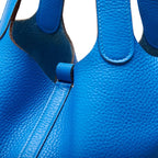 Hermes Picotin Lock MM Handbag Taurillon Clemence Blue Indra — view 4