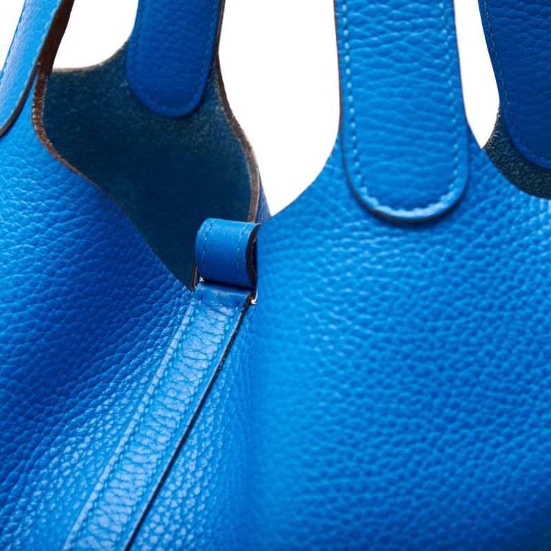 Hermes Picotin Lock MM Handbag Taurillon Clemence Blue Indra — view 4