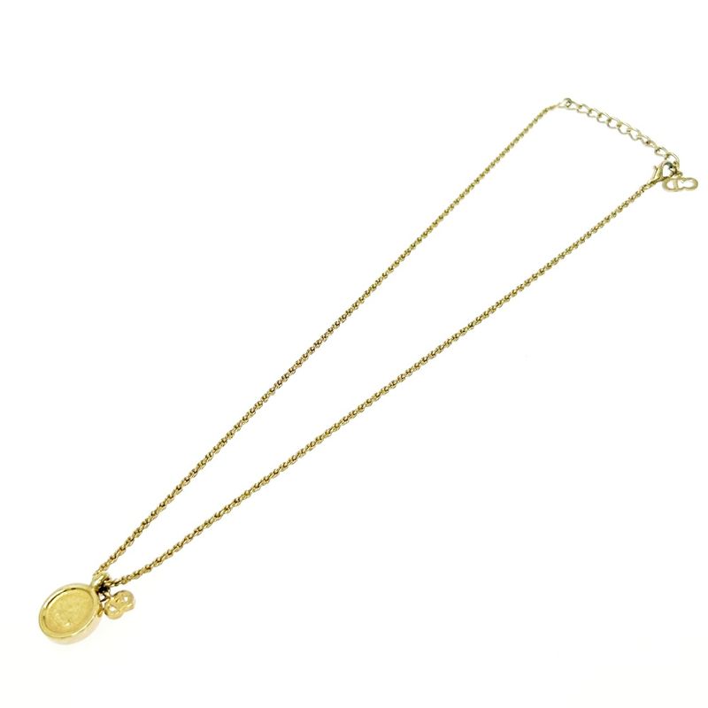 Christian Dior GP Rhinestone CD Logo Necklace Gold — view 5