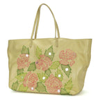 Fendi Tote Roll Bag Leather Beige Pink Green Silver Hardware Shoulder Floral A4 — view 2