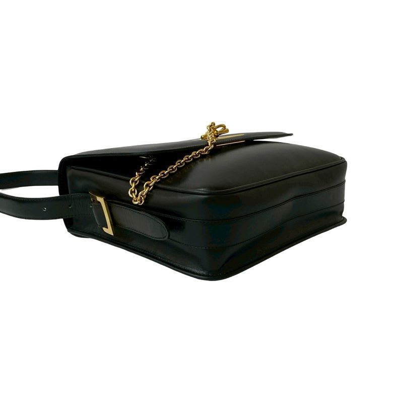 Celine Vintage Logo Ring Hardware Calf Leather Shoulder Bag