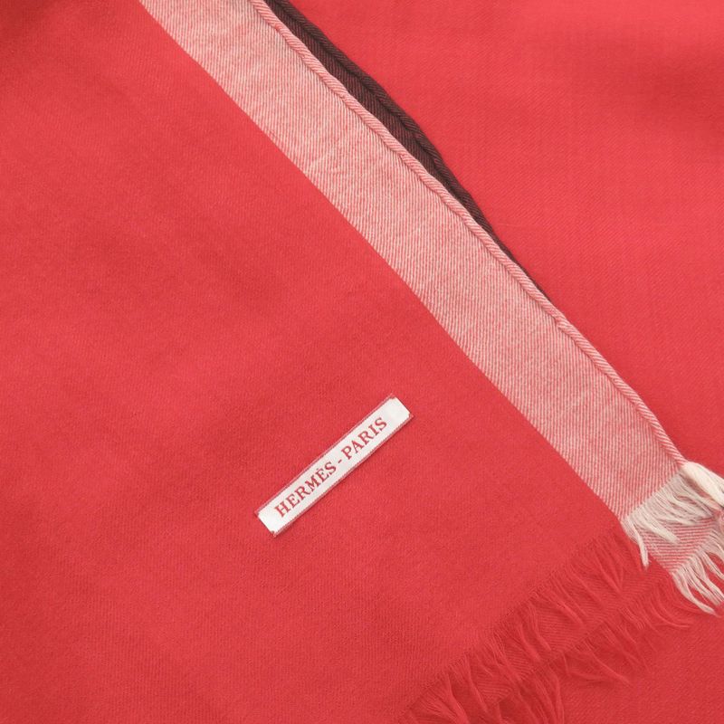 Hermes Cashmere Red Stole 0454 — view 4