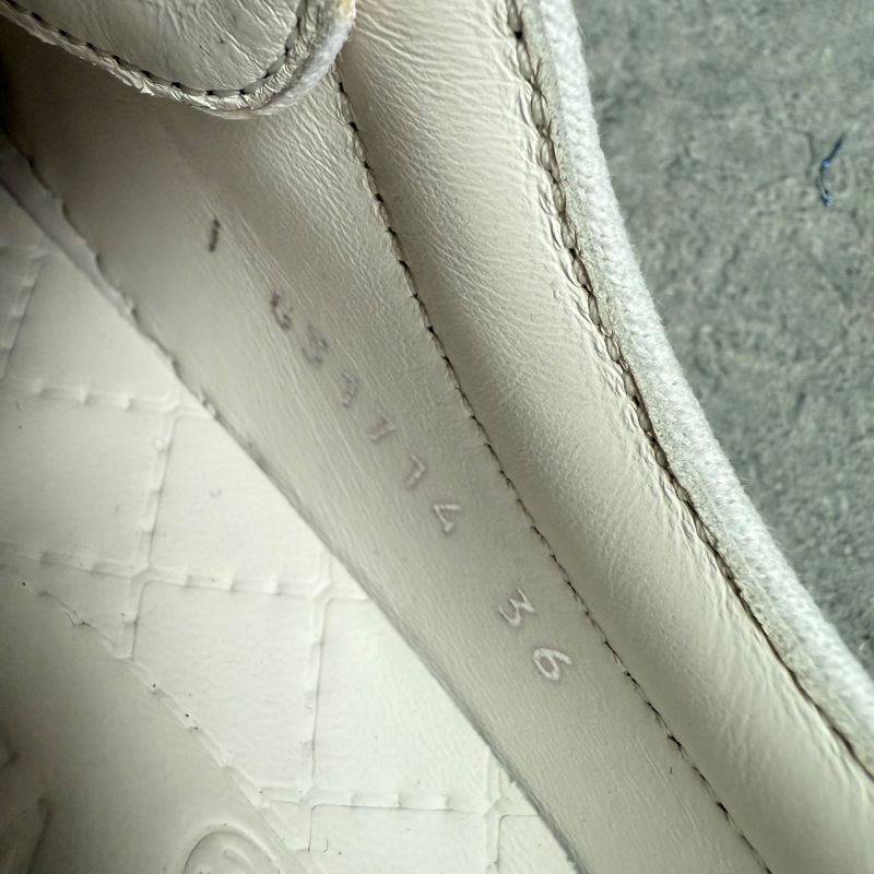 Chanel Coco Mark Leather White Gold Floral Slip on ed Shoes — view 9