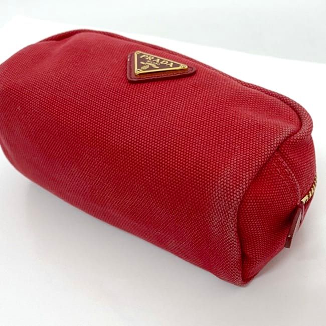 Prada Pouch Red 1 N0175 Small Bag Canvas Leather — view 4