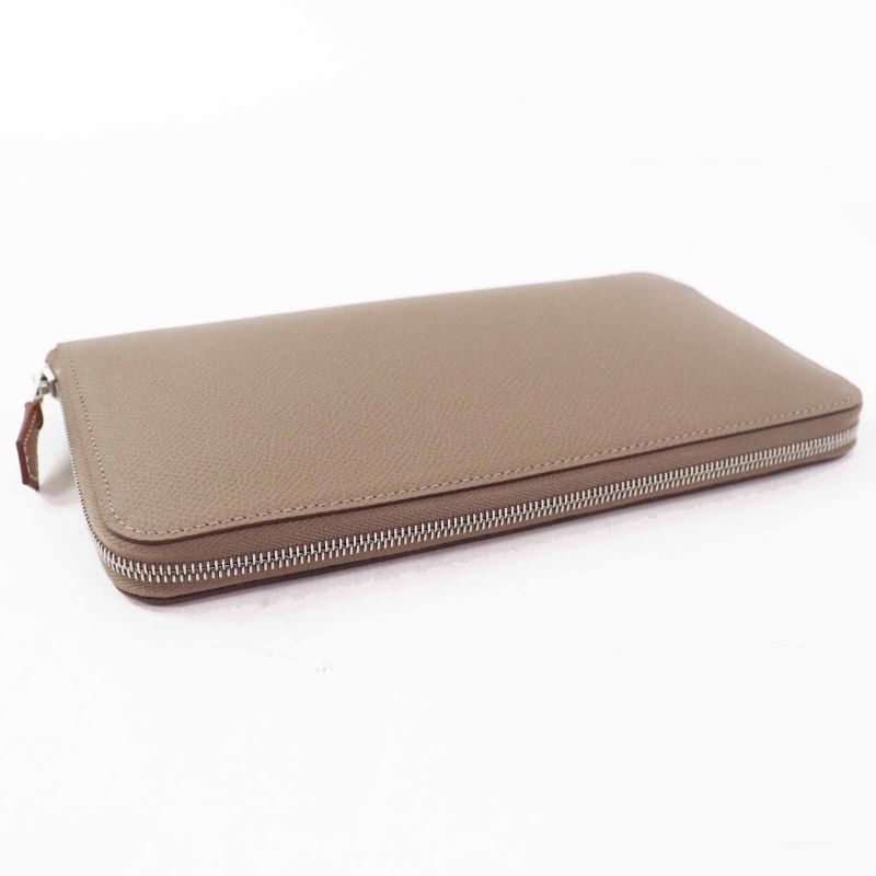 Hermes Azap Long Silk Quin Etoupe Vaux Epson Wallet Engraved — view 4