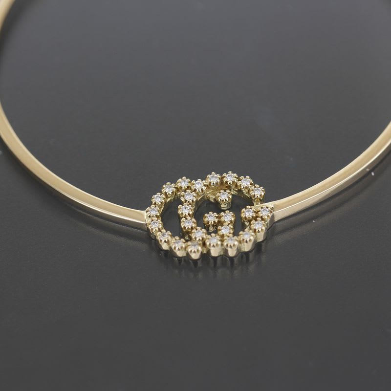 Gucci Diamond Hoop GG Earrings AU 750 18KY Box E1779 — view 3