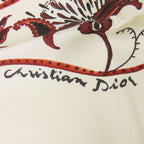 Christian Dior Scarf Silk White Red Paisley Bird Large Size — view 5