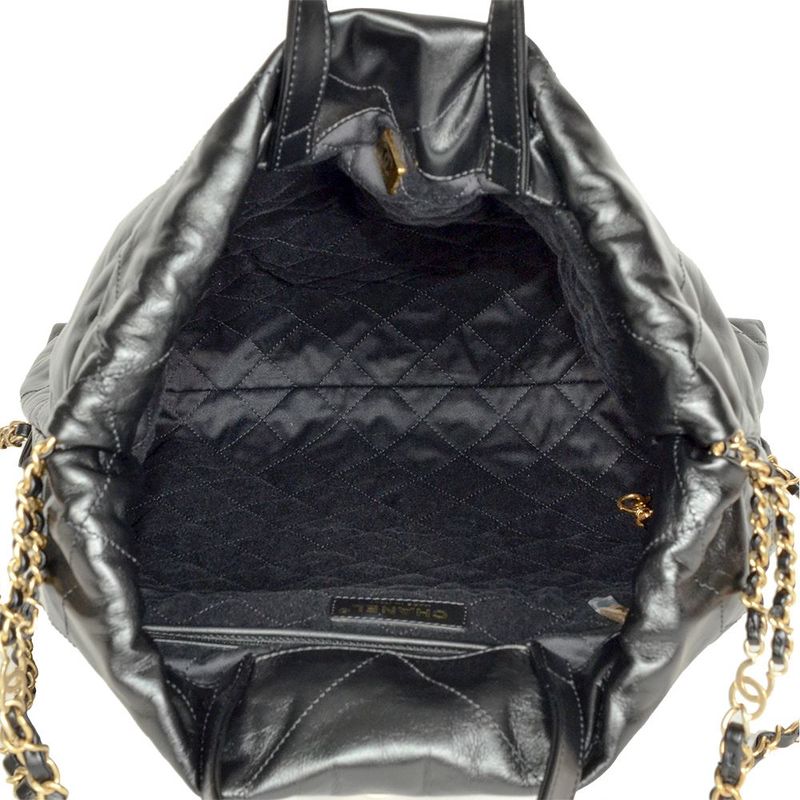 Chanel 22 Quilted Backpack Leather Black Knapsack Chain — view 5